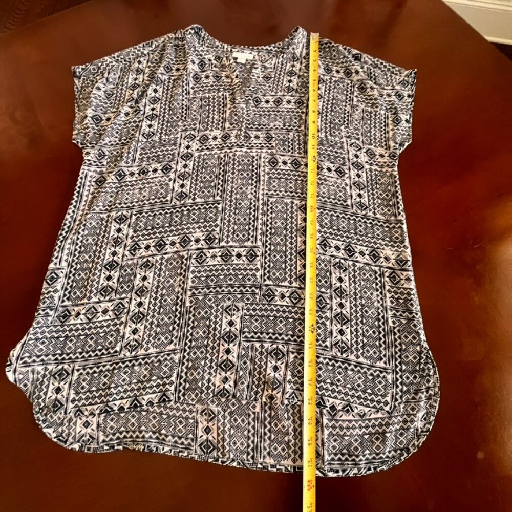 Women’s J.Jill Sheer Tunic Cover Up Aztec Geometric Black White Size LP NWT‎ - Picture 8 of 8